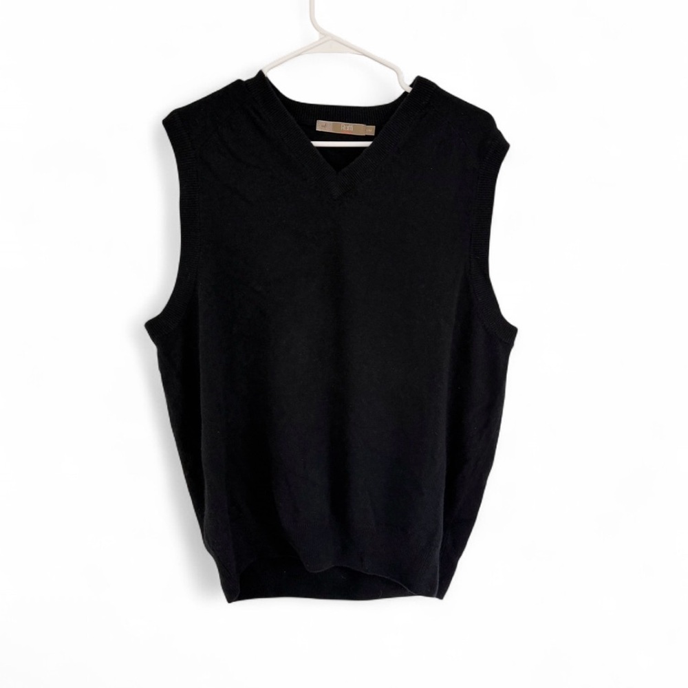 Raffi Mens 100% Cashmere Sweater Vest Large Navy Preppy Quiet Luxury Business